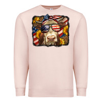 Pale Pink Western 4th Of July Cow Background Premium Sweatshirt - LillyAllenDesigns