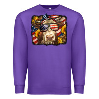 Purple Western 4th Of July Cow Background Premium Sweatshirt - LillyAllenDesigns