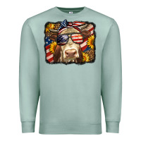 Seafoam Western 4th Of July Cow Background Premium Sweatshirt - LillyAllenDesigns