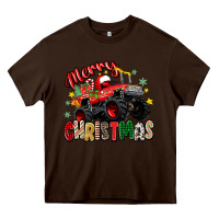 Chocolate Brown merry christmas truck Heavy Core Tee - Zillion Design Studio
