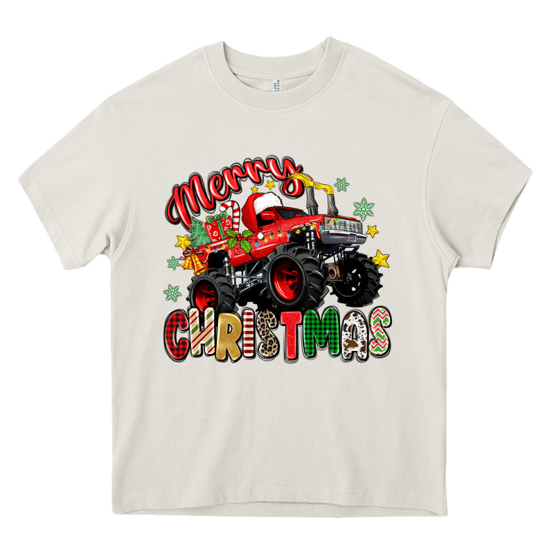 Merry Christmas Truck Heavy Core Tee by Zillion Design Studio | Teevron