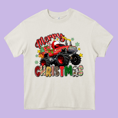 Merry Christmas Truck Heavy Core Tee Designed By Zillion Design Studio
