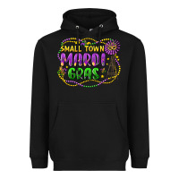 Black small town mardi gras Heavyweight Hoodie - LillyAllenDesigns