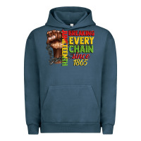 Pigment Midnight Navy juneteenth breaking every chain since 1865 Urban Hoodie - CowGirlArtShop