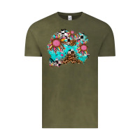 Vintage Olive race sunflower patches Vintage Tee - AdoDesignShop