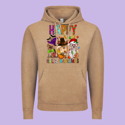 Happy Hallothankmas Dog Vintage Hoodie Designed By Fadigitalartstudio