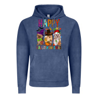 Vintage Denim Happy hallothankmas dog Vintage Hoodie - FaDigitalArtStudio