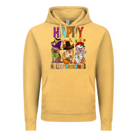 Vintage Mustard Happy hallothankmas dog Vintage Hoodie - FaDigitalArtStudio