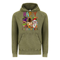 Vintage Olive Happy hallothankmas dog Vintage Hoodie - FaDigitalArtStudio