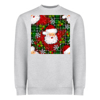 Heather Grey Christmas Santa Claus Seamless Pattern Heavyweight Sweatshirt - BundleAndBundleShop