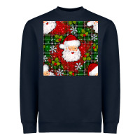 Navy Christmas Santa Claus Seamless Pattern Heavyweight Sweatshirt - BundleAndBundleShop