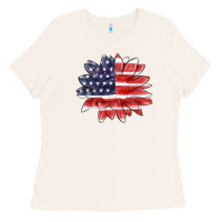 Bone american flag sunflower Ladies Tee - MaliasSmallBusiness