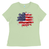 Matcha american flag sunflower Ladies Tee - MaliasSmallBusiness