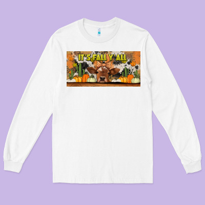 It's Fall Y'all Cow Long Sleeve Tee Designed By Jasminsmagicworld