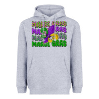 Heather Grey mardi gras with fleur de lis Heavyweight Hoodie - LillyAllenDesigns