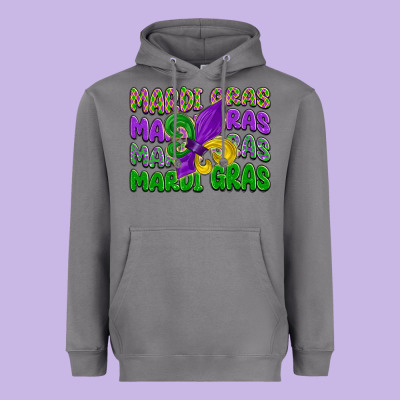 Mardi Gras With Fleur De Lis Heavyweight Hoodie Designed By Lillyallendesigns