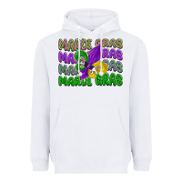 White mardi gras with fleur de lis Heavyweight Hoodie - LillyAllenDesigns