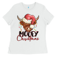 White mooey christmas Ladies Tee - MaliasSmallBusiness