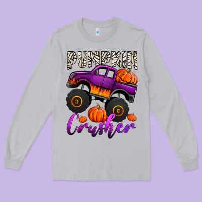Pumpkin Crusher Monster Truck Long Sleeve Tee Designed By Jasminsmagicworld