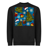 Black christmas trees and bells seamless pattern Heavyweight Sweatshirt - BundleAndBundleShop