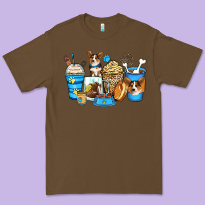 Corgi Coffee Cups Premium Tee Designed By Zillion Design Studio