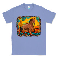 Colony Blue can't be tamed horse with sunflowers turquoise gemstone western sunset Classic Tee - Artiststas
