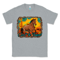 Heather Grey can't be tamed horse with sunflowers turquoise gemstone western sunset Classic Tee - Artiststas