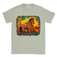 Matcha can't be tamed horse with sunflowers turquoise gemstone western sunset Classic Tee - Artiststas