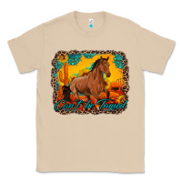 Mushroom can't be tamed horse with sunflowers turquoise gemstone western sunset Classic Tee - Artiststas