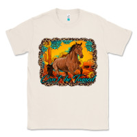 Natural can't be tamed horse with sunflowers turquoise gemstone western sunset Classic Tee - Artiststas
