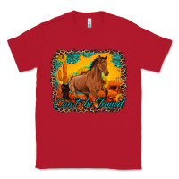 Red can't be tamed horse with sunflowers turquoise gemstone western sunset Classic Tee - Artiststas