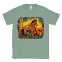 Sage can't be tamed horse with sunflowers turquoise gemstone western sunset Classic Tee - Artiststas