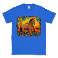 True Royal can't be tamed horse with sunflowers turquoise gemstone western sunset Classic Tee - Artiststas