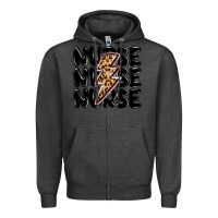 Charcoal Heather nurse lightning bolt Zipper Hoodie - MaliasSmallBusiness