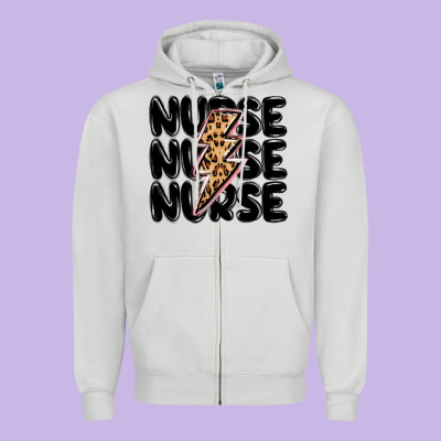Nurse Lightning Bolt Zipper Hoodie Designed By Maliassmallbusiness