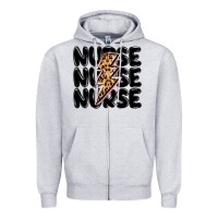 Heather Grey nurse lightning bolt Zipper Hoodie - MaliasSmallBusiness