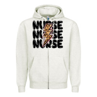 Oatmeal Heather nurse lightning bolt Zipper Hoodie - MaliasSmallBusiness