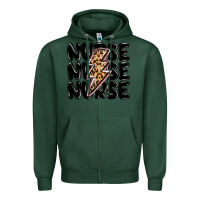 Sports Green nurse lightning bolt Zipper Hoodie - MaliasSmallBusiness