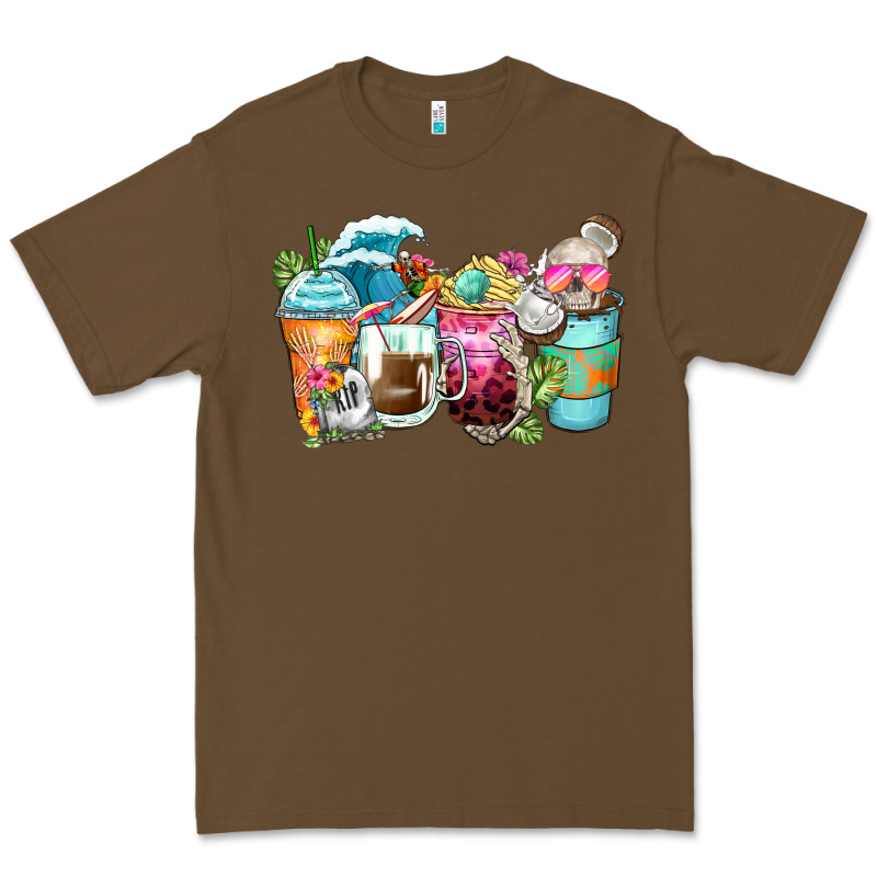 Skeleton Summer Coffee Cups Premium Tee by Zillion Design Studio | Teevron