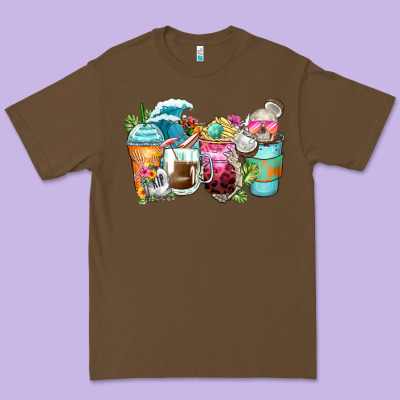 Skeleton Summer Coffee Cups Premium Tee Designed By Zillion Design Studio