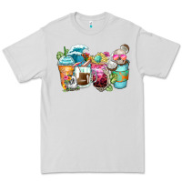 Dove Grey skeleton summer coffee cups Premium Tee - Zillion Design Studio