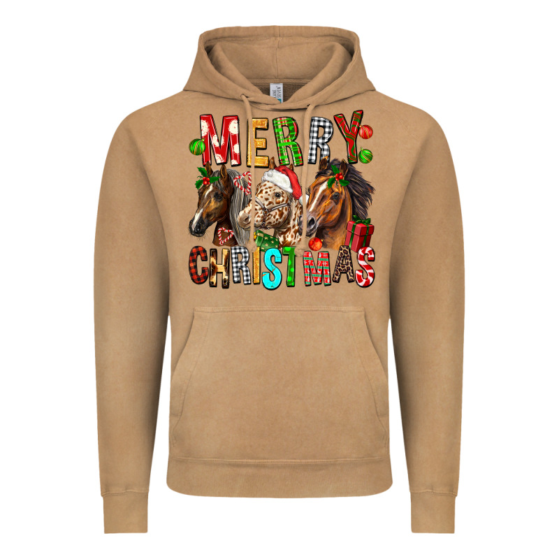 Merry Christmas Horses Vintage Hoodie by FaDigitalArtStudio | Teevron