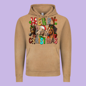 Merry Christmas Horses Vintage Hoodie Designed By Fadigitalartstudio