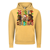 Vintage Mustard Merry christmas horses Vintage Hoodie - FaDigitalArtStudio