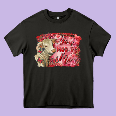 Heavy Core Tee Valentine's day you moo ve me charolais cow