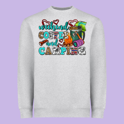 Weekend Coffee And Camping Heavyweight Sweatshirt Designed By Adodesignshop