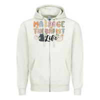 Oatmeal Heather massage therapist life Zipper Hoodie - MaliasSmallBusiness