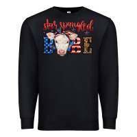 Black Western Star Spangled Baby Cow Premium Sweatshirt - LillyAllenDesigns