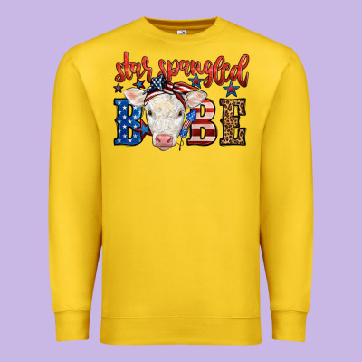 Western Star Spangled Baby Cow Premium Sweatshirt Designed By Lillyallendesigns