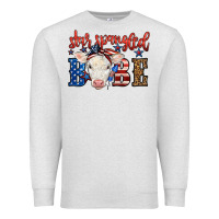 Oatmeal Heather Western Star Spangled Baby Cow Premium Sweatshirt - LillyAllenDesigns
